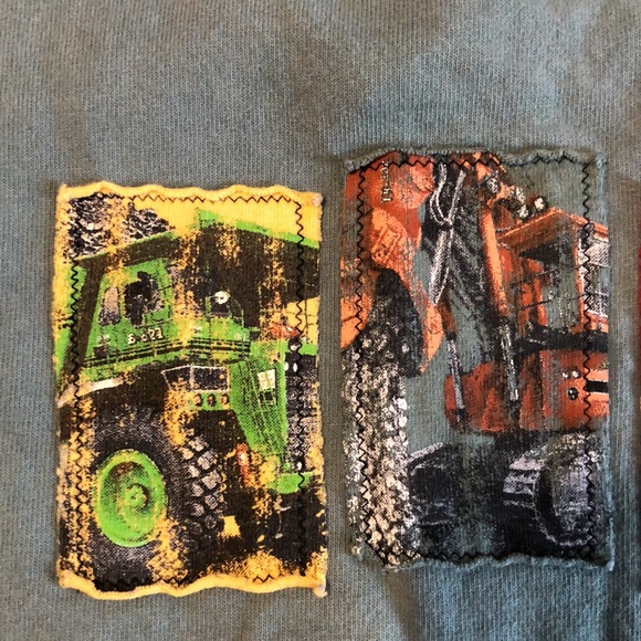 Vintage Made in the USA Distressed Green Pullover Sweatshirt with Big Trucks - Picture 14 of 16